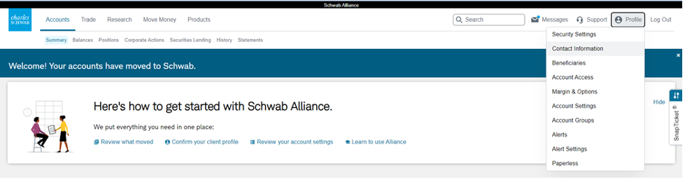 Schwab update email. 